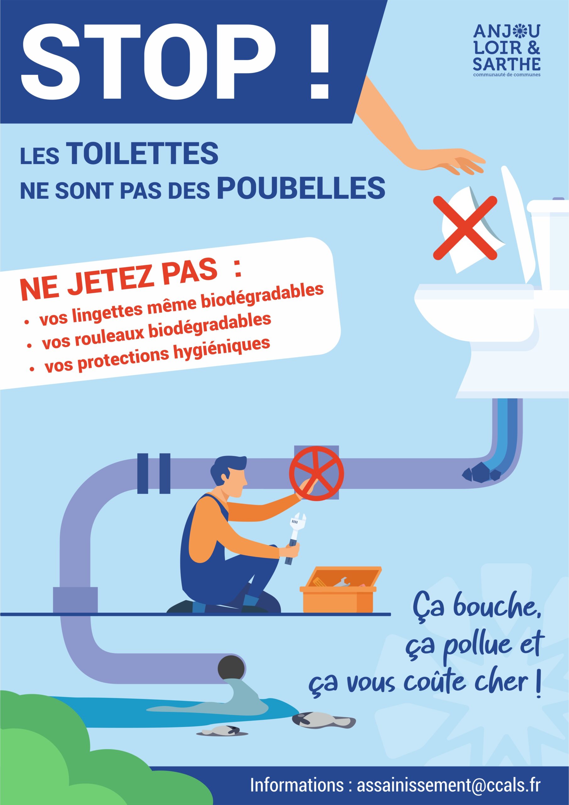 Stop aux lingettes dans les toilettes !
